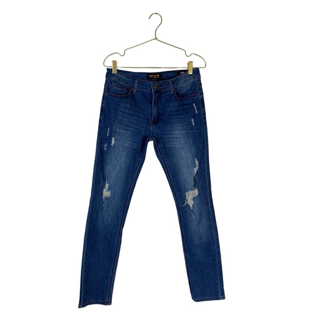 Ring Of Fire Jeans Slim‎ Stretch Denim Size 32x30 Cayenne Rip Med Dark Blue 308